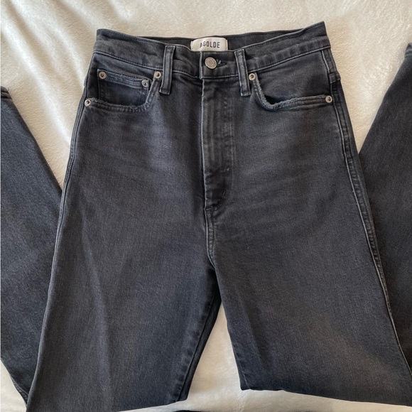 Pinch Waist High Rise Kick Flare in Panoramic AGOLDE 25 black - Picture 3 of 13